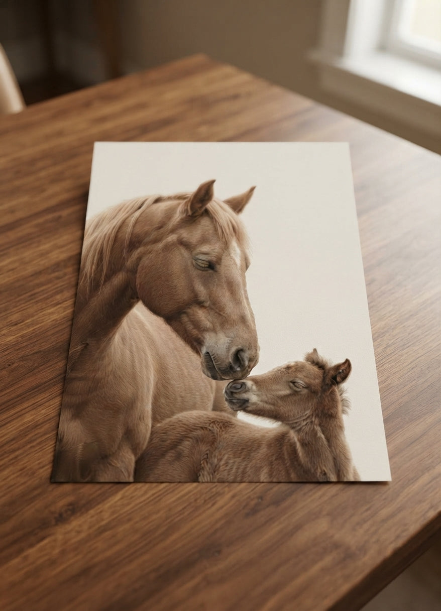 Horse & Foal Matte Vertical Poster — Serene Equestrian Nursery Wall Art