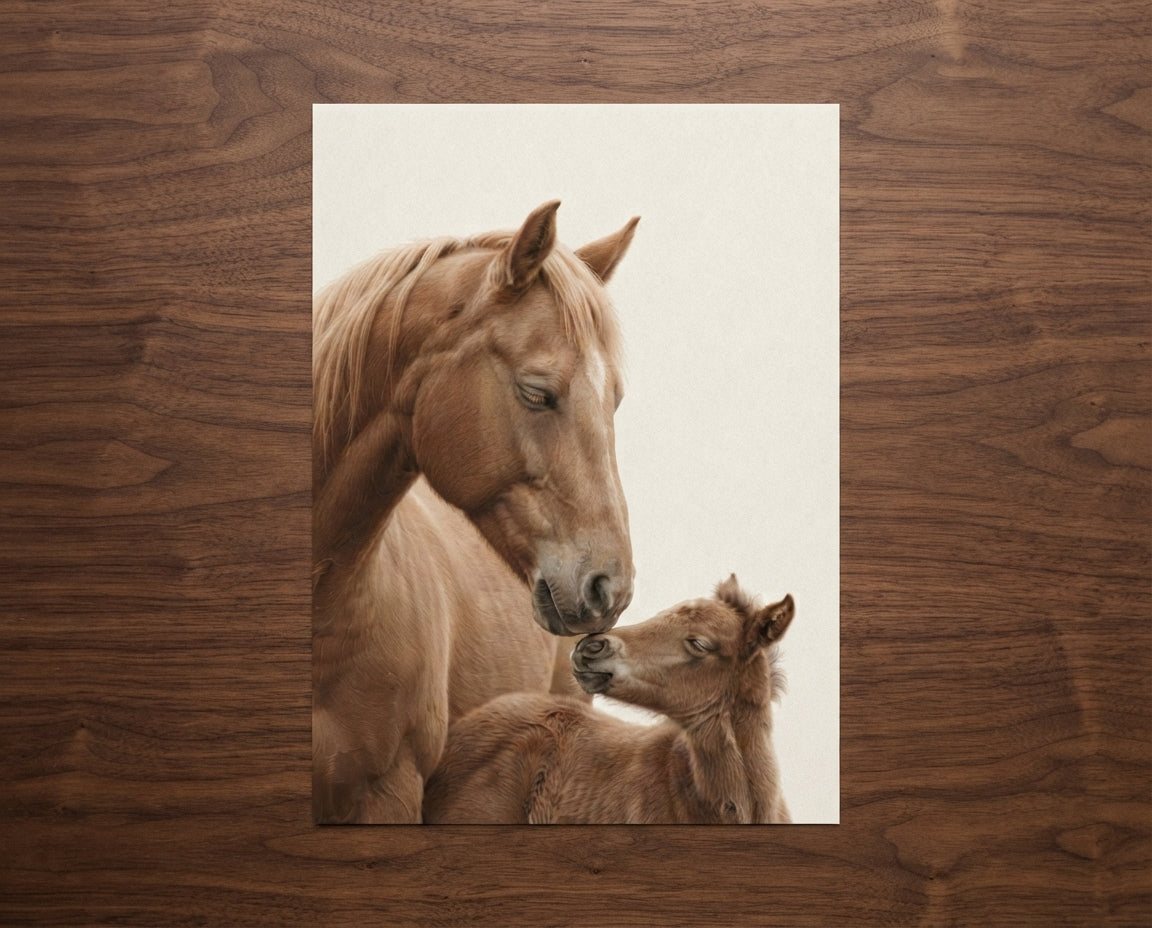 Horse & Foal Matte Vertical Poster — Serene Equestrian Nursery Wall Art