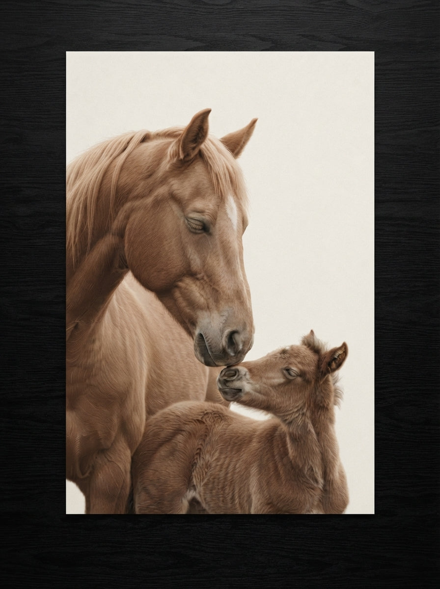 Horse & Foal Matte Vertical Poster — Serene Equestrian Nursery Wall Art