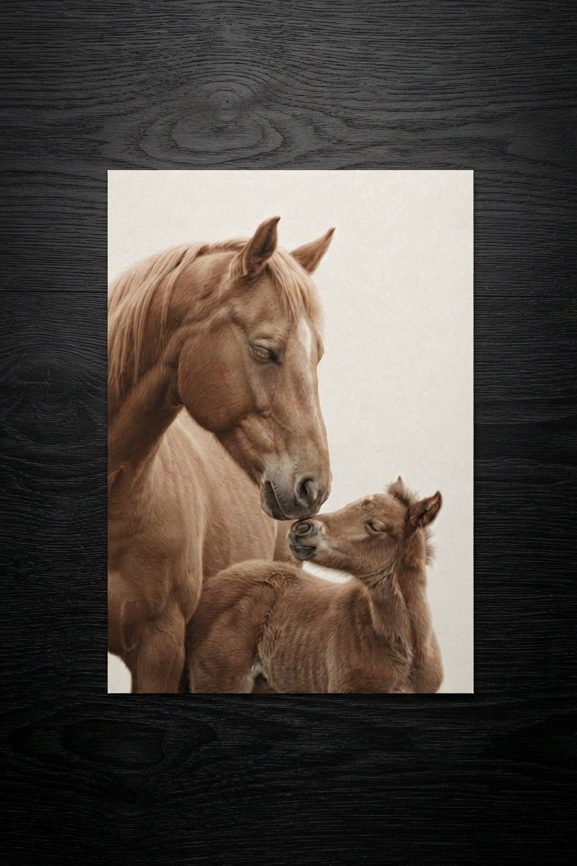 Horse & Foal Matte Vertical Poster — Serene Equestrian Nursery Wall Art