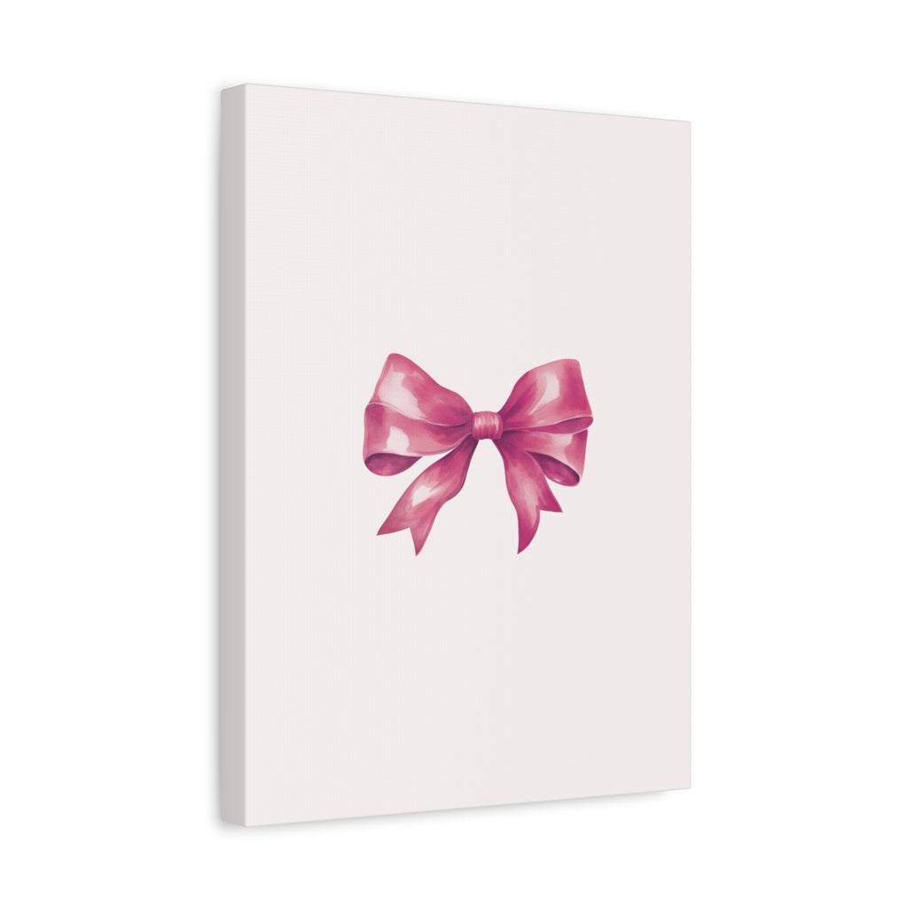 Pink Ribbon Bow Canvas Wall Art — Feminine Nursery or Gift Decor
