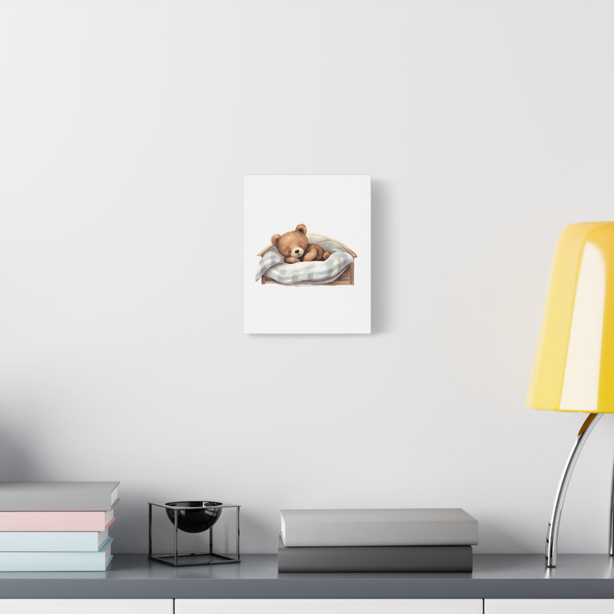 Sleeping Teddy Bear Nursery Canvas — Cute Baby Room Wall Art