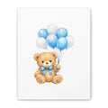 Baby Blue Teddy with Balloons Canvas Print — Nursery Wall Art