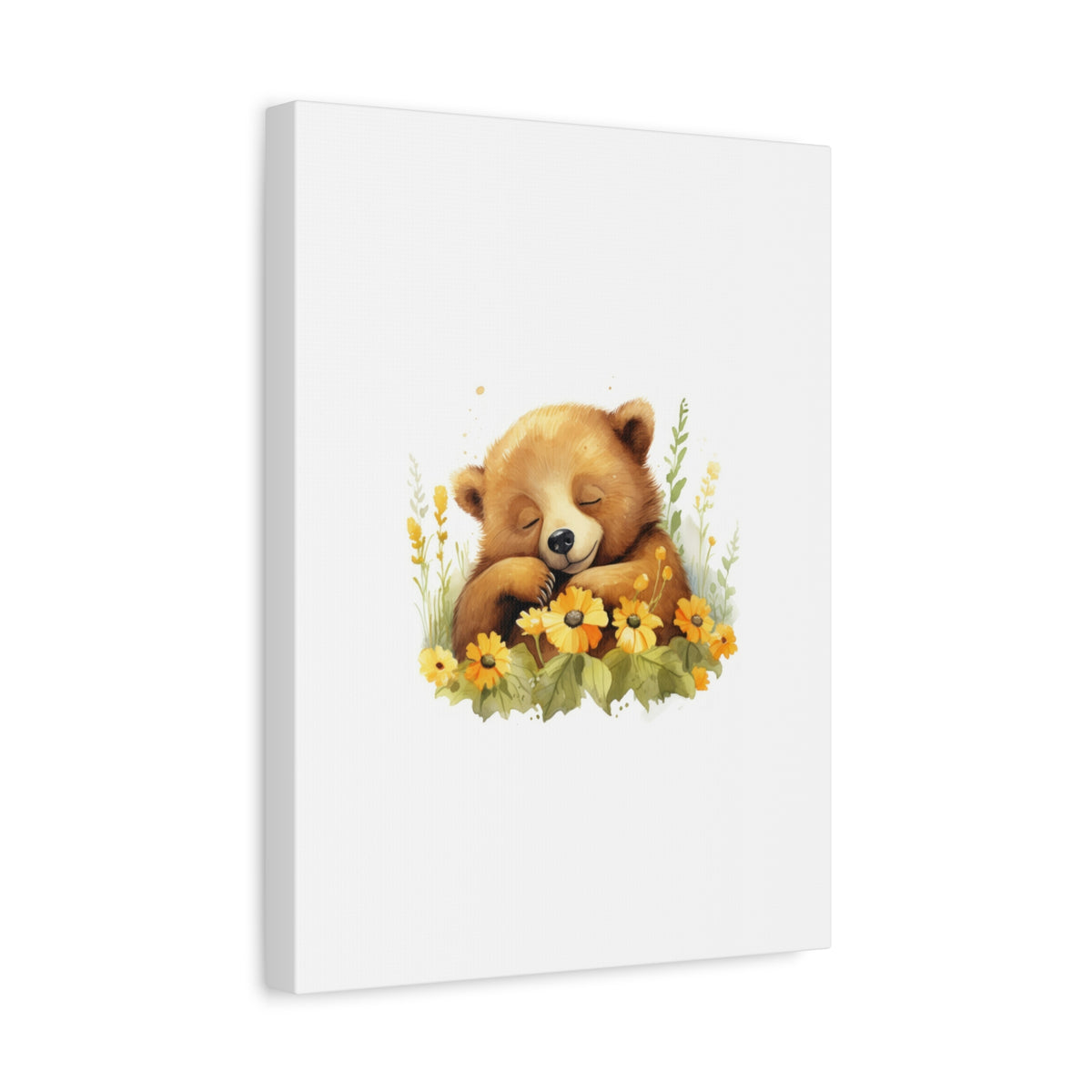 Sleeping Bear Floral Canvas Wall Art