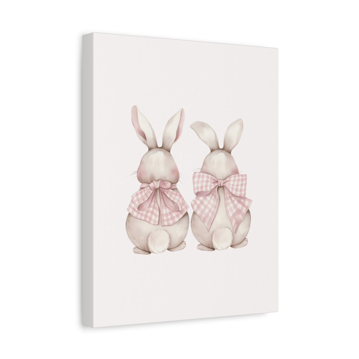 Pink Gingham Bunny Canvas – Pastel Nursery Wall Art for Baby Girl