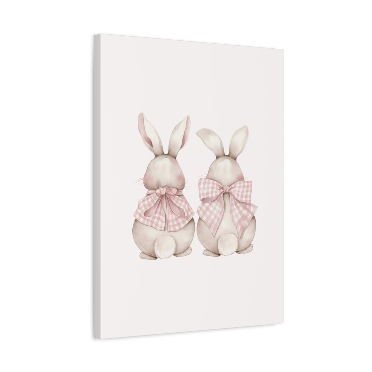 Pink Gingham Bunny Canvas – Pastel Nursery Wall Art for Baby Girl