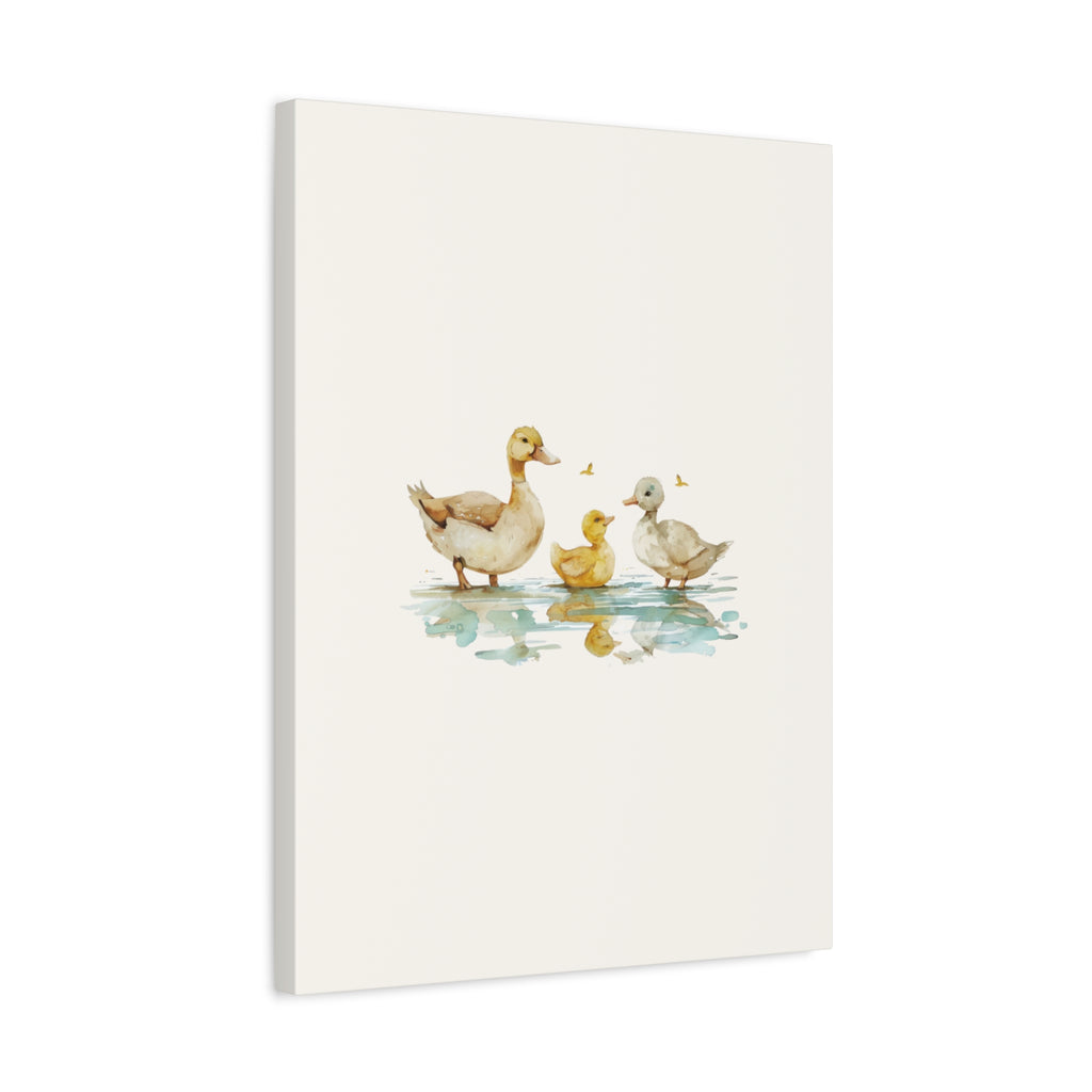 Canvas Wall Art — Watercolor Duck Family Matte Stretched Canvas (1.25")