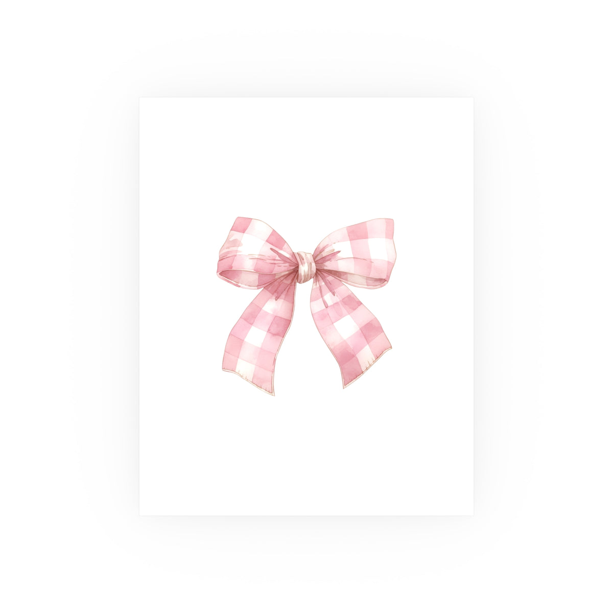 Pink Gingham Bow Poster — Cute Nursery Wall Art (Satin & Matte Prints)