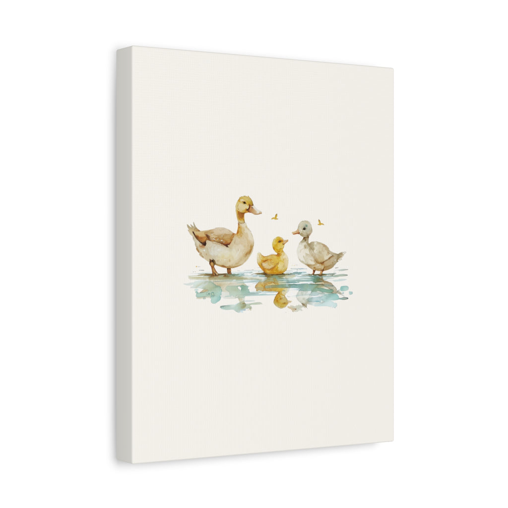 Canvas Wall Art — Watercolor Duck Family Matte Stretched Canvas (1.25")