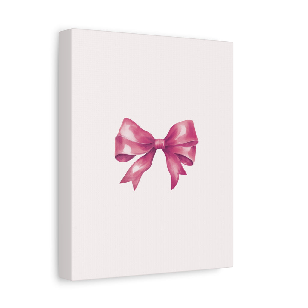 Pink Ribbon Bow Canvas Wall Art — Feminine Nursery or Gift Decor
