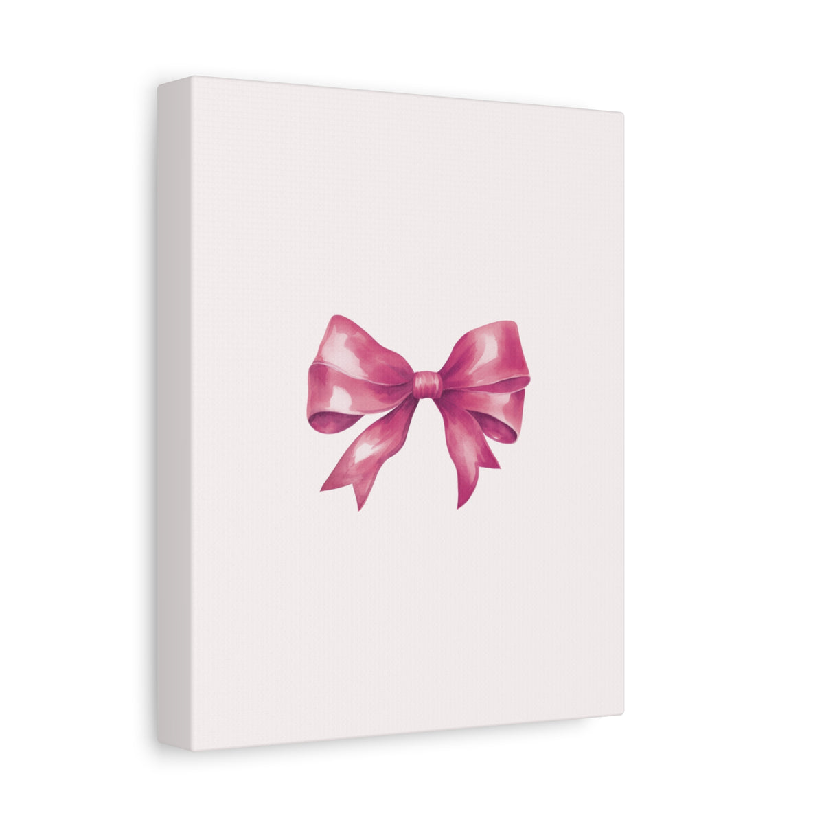 Pink Ribbon Bow Canvas Wall Art — Feminine Nursery or Gift Decor