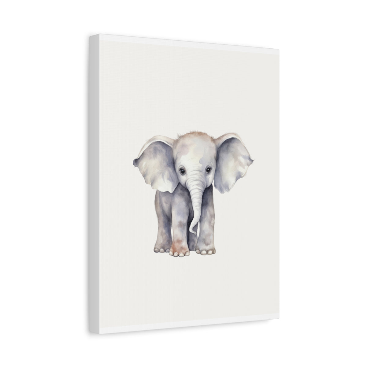 Baby Elephant Canvas Wall Art — Watercolor Nursery Print, Stretched Matte Canvas