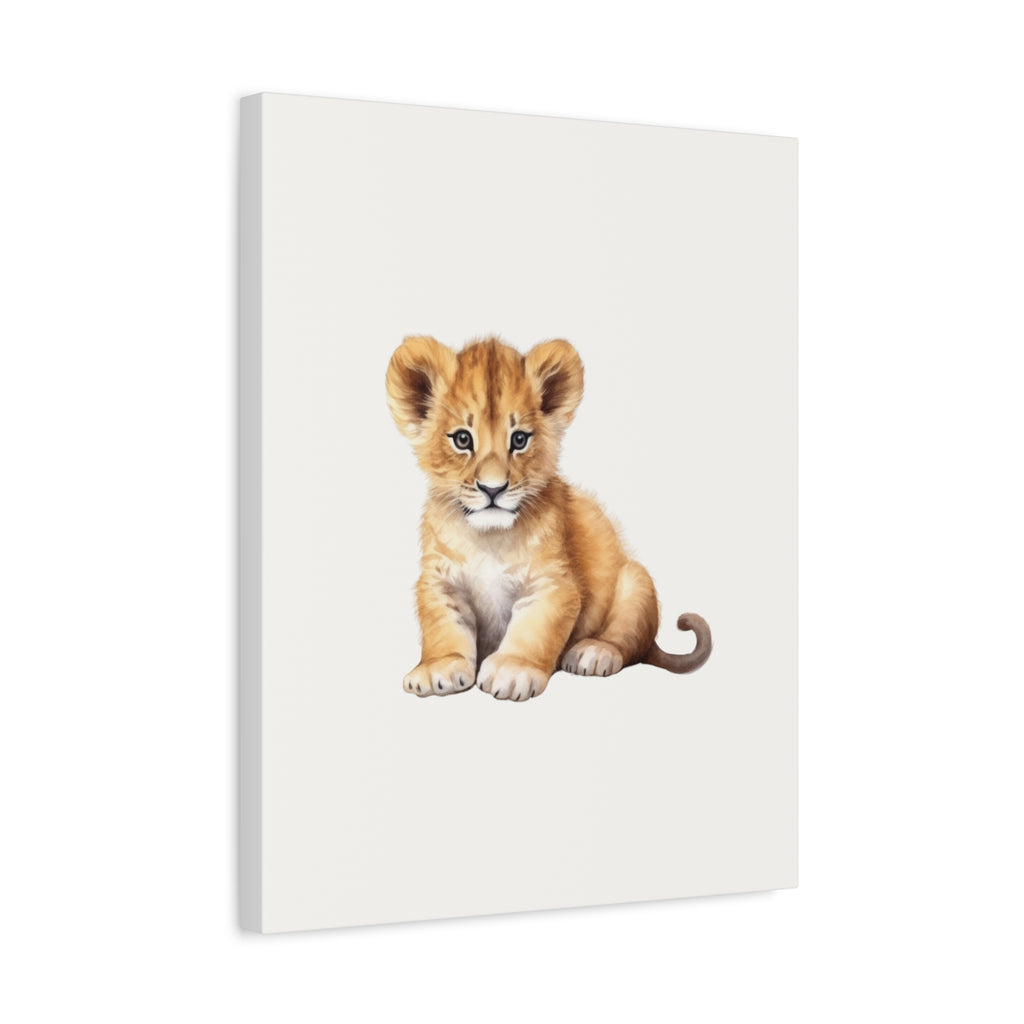 Cute Lion Cub Nursery Canvas Print — Matte Stretched Wall Art