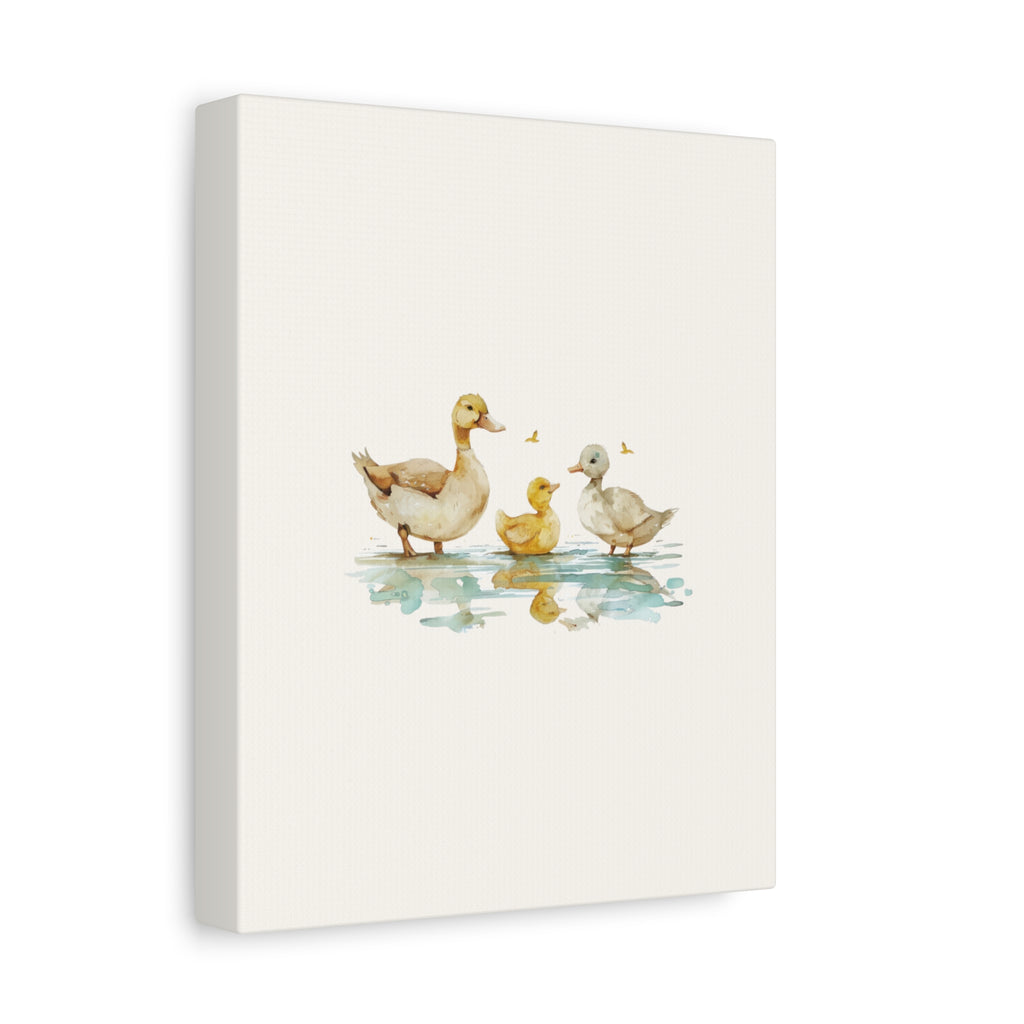 Canvas Wall Art — Watercolor Duck Family Matte Stretched Canvas (1.25")