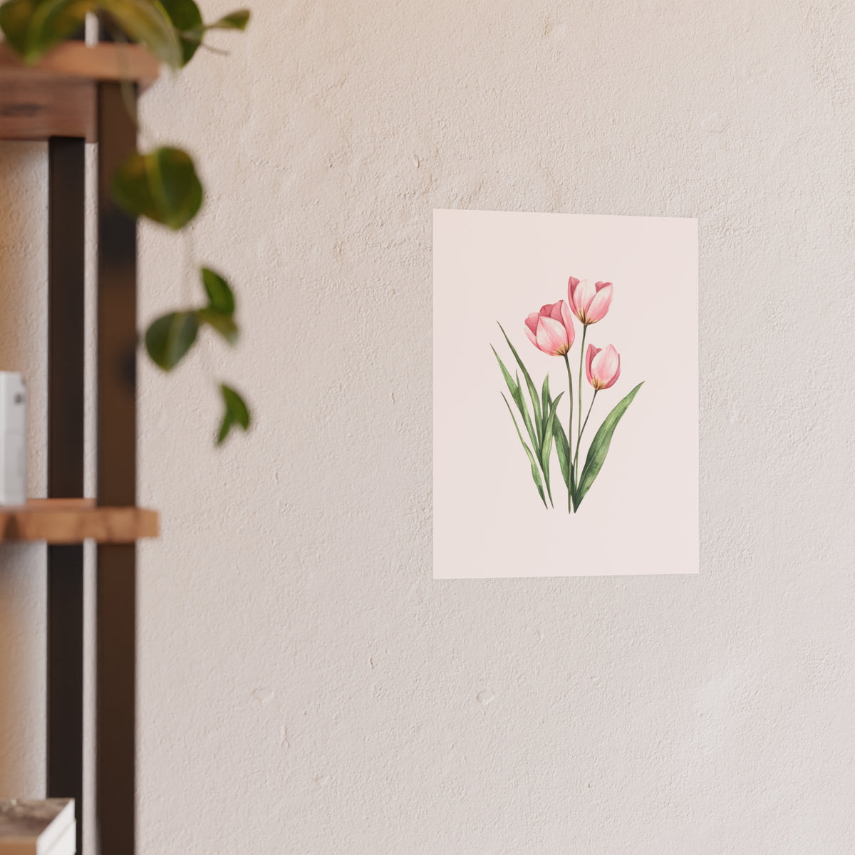 Pink Tulip Watercolor Poster — Botanical Wall Art Print