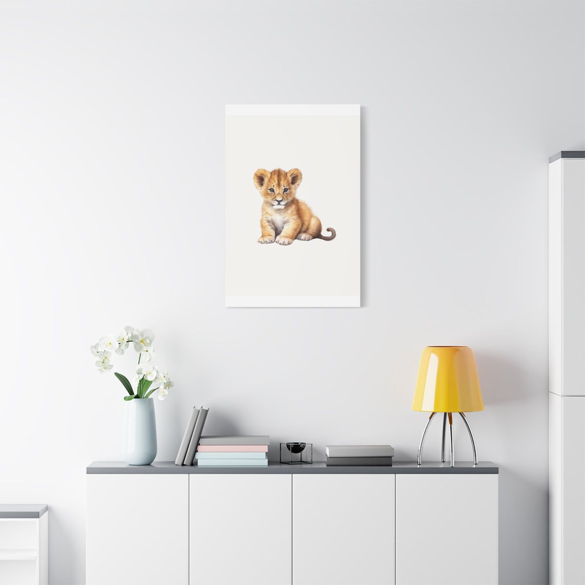 Cute Lion Cub Nursery Canvas Print — Matte Stretched Wall Art