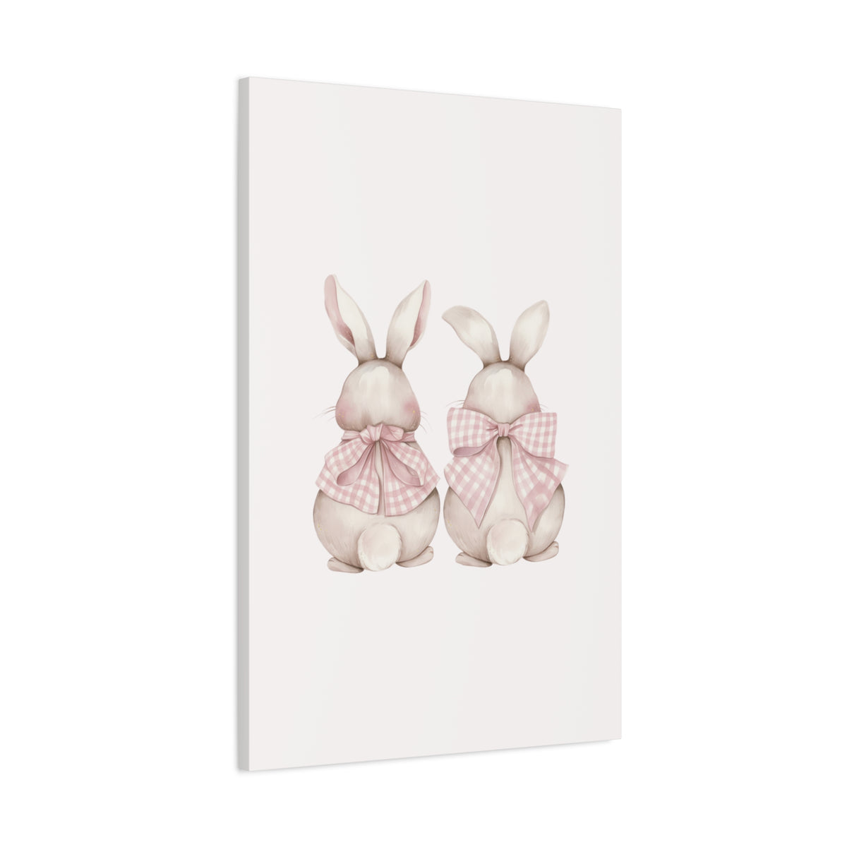 Pink Gingham Bunny Canvas – Pastel Nursery Wall Art for Baby Girl
