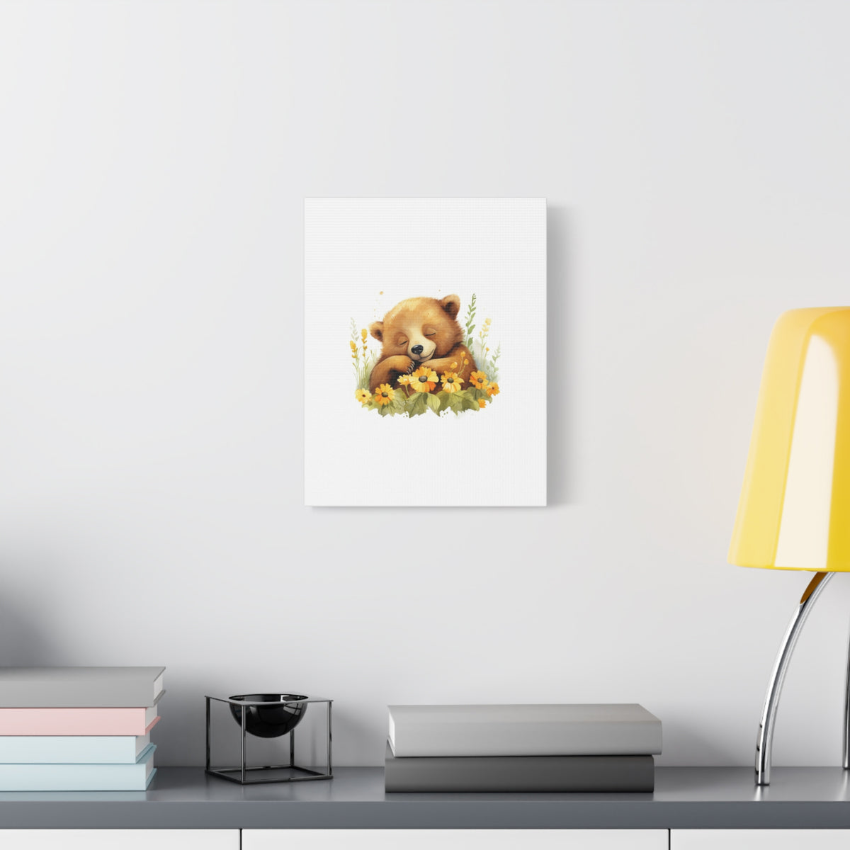 Sleeping Bear Floral Canvas Wall Art