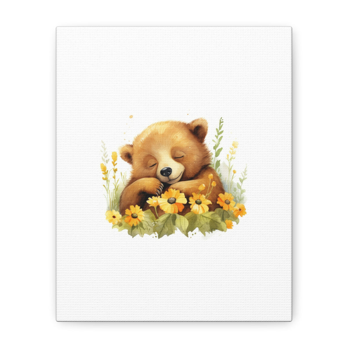 Sleeping Bear Floral Canvas Wall Art