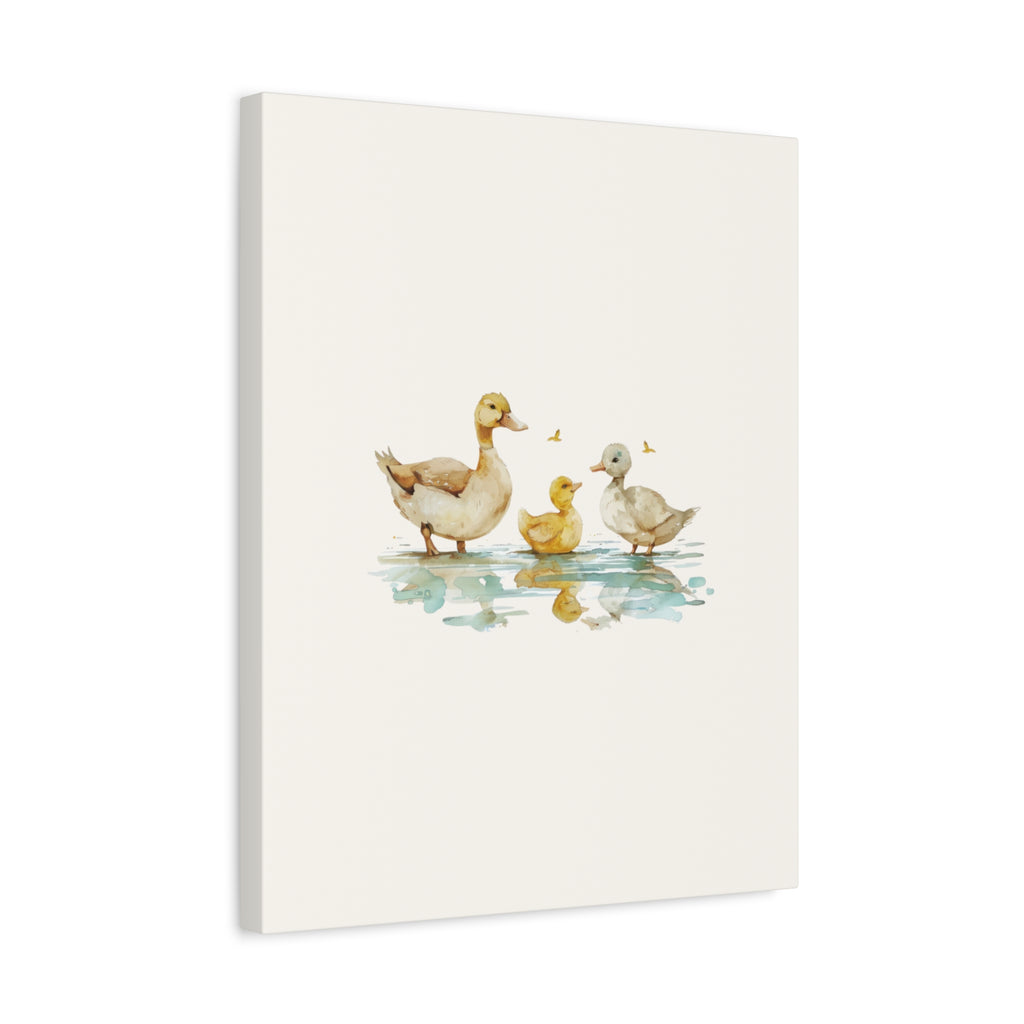 Canvas Wall Art — Watercolor Duck Family Matte Stretched Canvas (1.25")