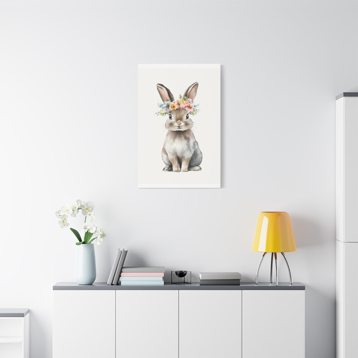 Floral Crown Bunny Canvas Print