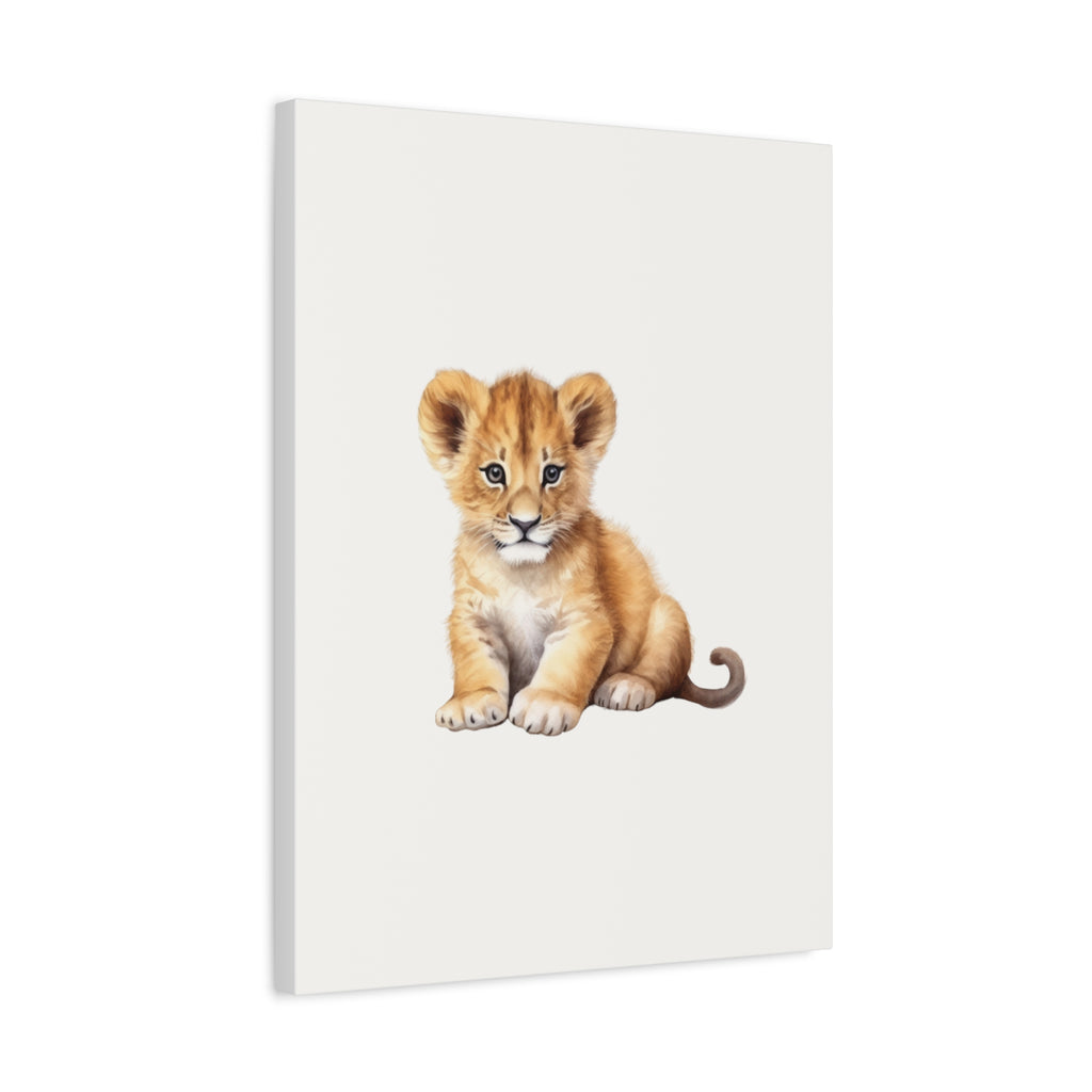 Cute Lion Cub Nursery Canvas Print — Matte Stretched Wall Art