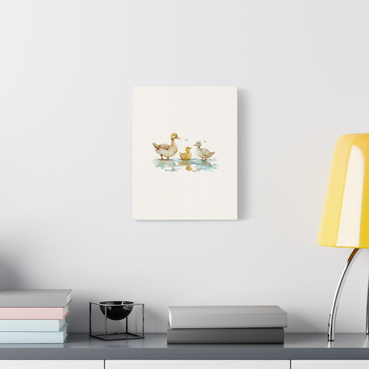 Canvas Wall Art — Watercolor Duck Family Matte Stretched Canvas (1.25")