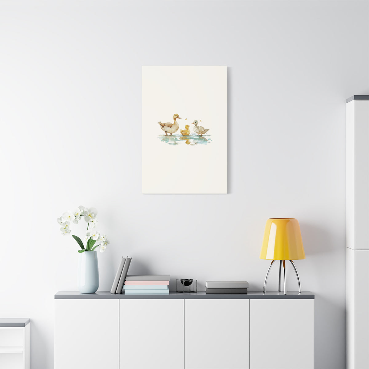 Canvas Wall Art — Watercolor Duck Family Matte Stretched Canvas (1.25")