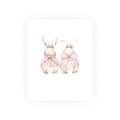 Bunny Pair Watercolor Poster — Pink Ribbon Nursery Art