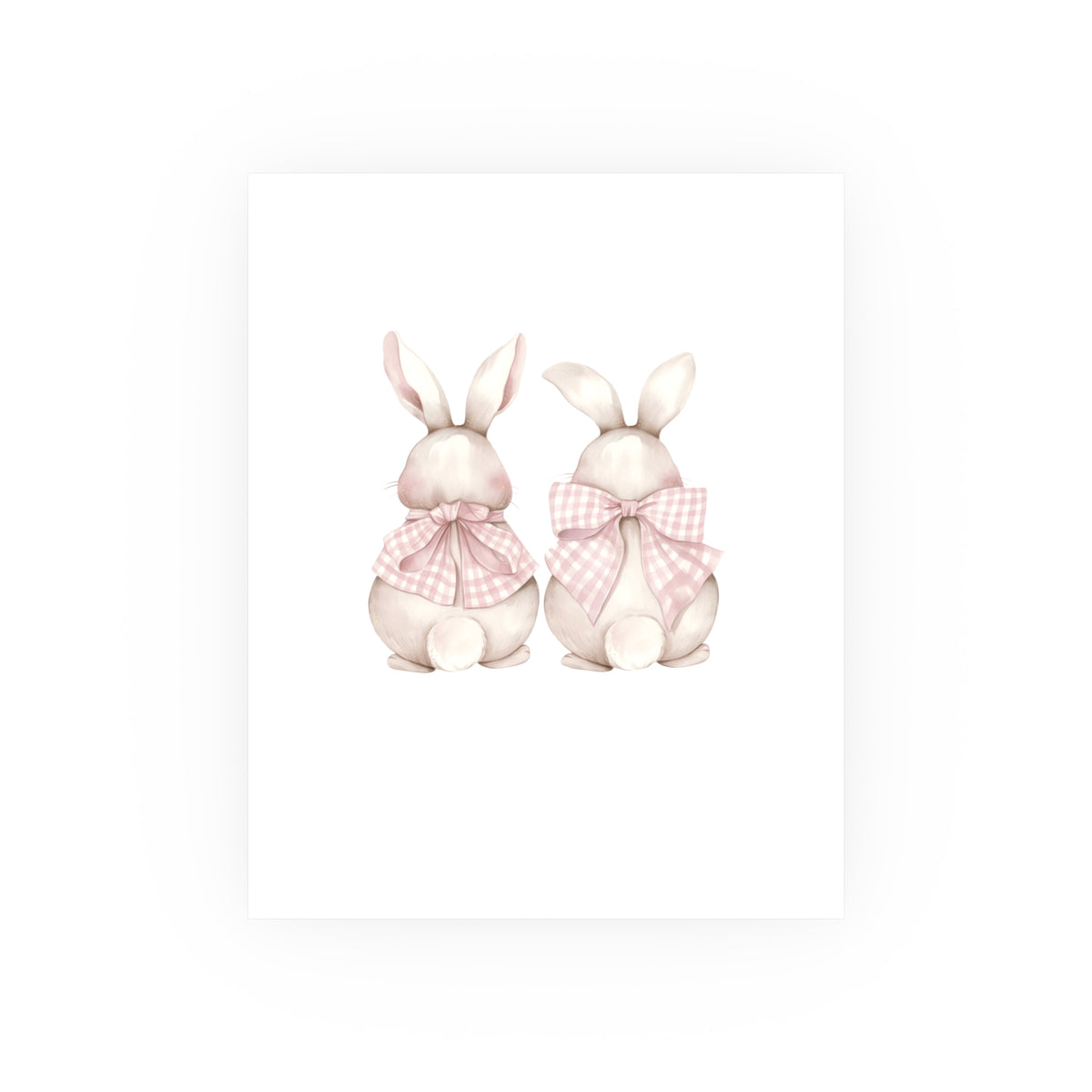 Bunny Pair Watercolor Poster — Pink Ribbon Nursery Art