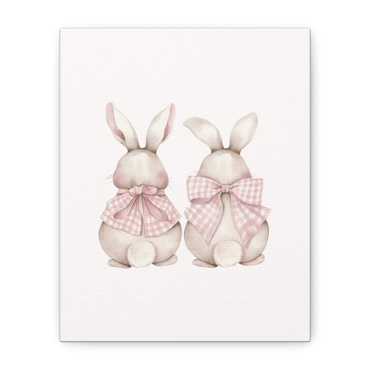 Pink Gingham Bunny Canvas – Pastel Nursery Wall Art for Baby Girl
