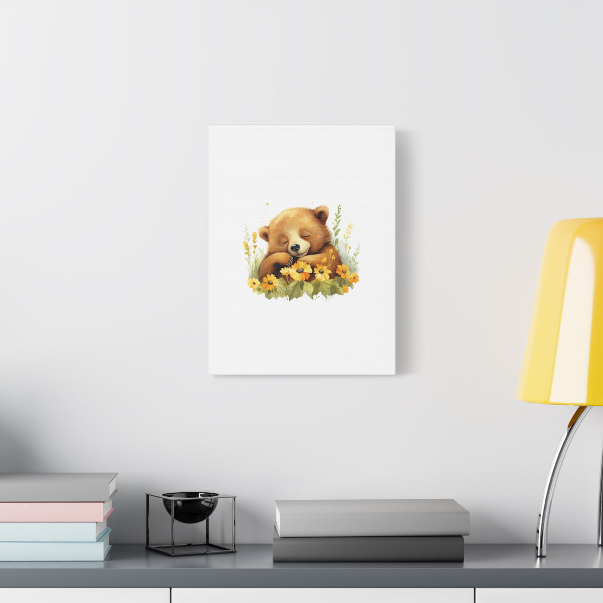 Sleeping Bear Floral Canvas Wall Art