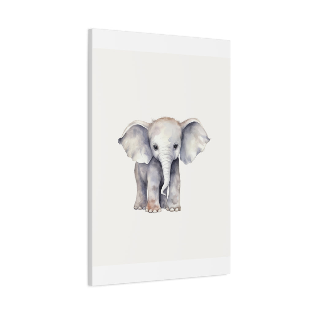 Baby Elephant Canvas Wall Art — Watercolor Nursery Print, Stretched Matte Canvas