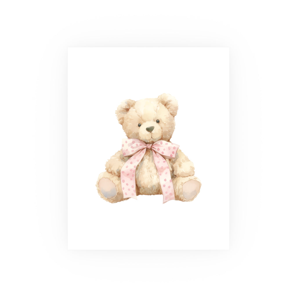 Teddy Bear Nursery Poster — Watercolor Plush Toy Wall Art (Satin & Archival Matte)