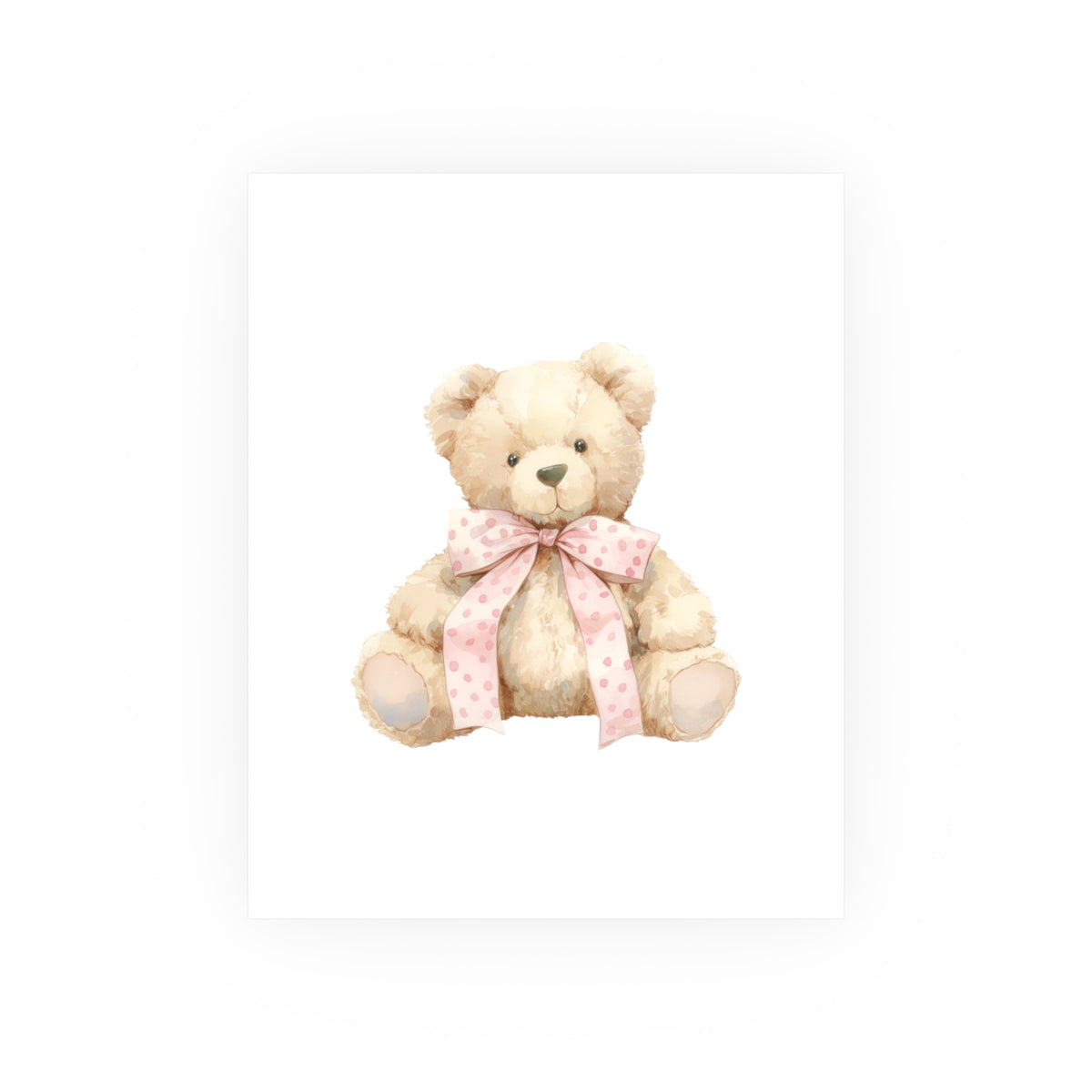 Teddy Bear Nursery Poster — Watercolor Plush Toy Wall Art (Satin & Archival Matte)