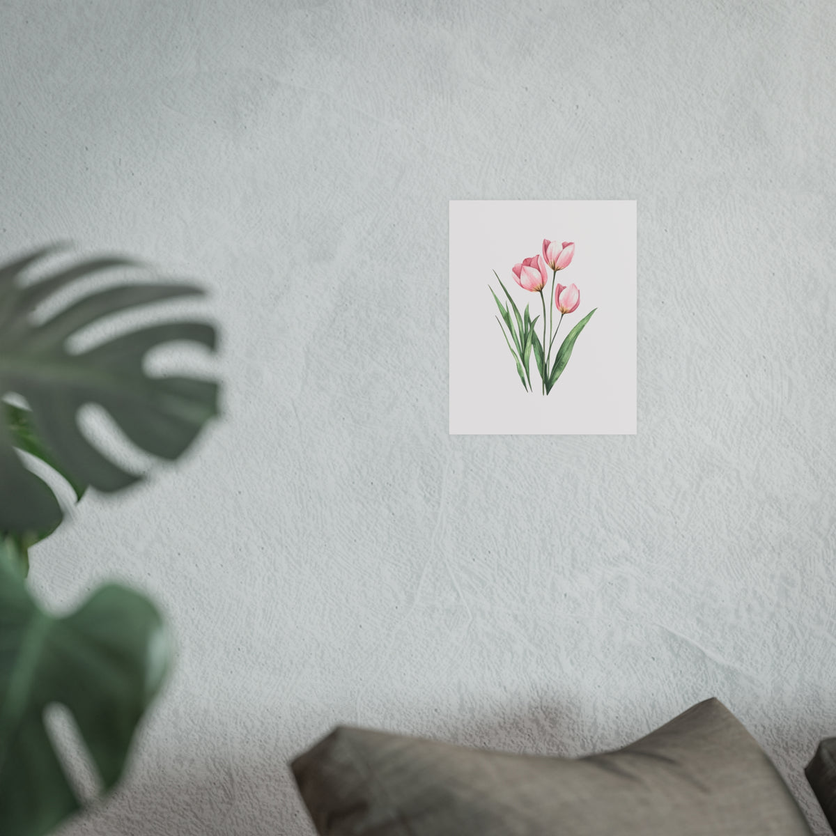 Pink Tulip Watercolor Poster — Botanical Wall Art Print