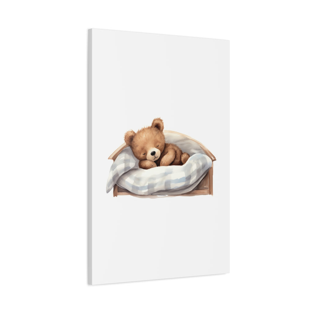 Sleeping Teddy Bear Nursery Canvas — Cute Baby Room Wall Art
