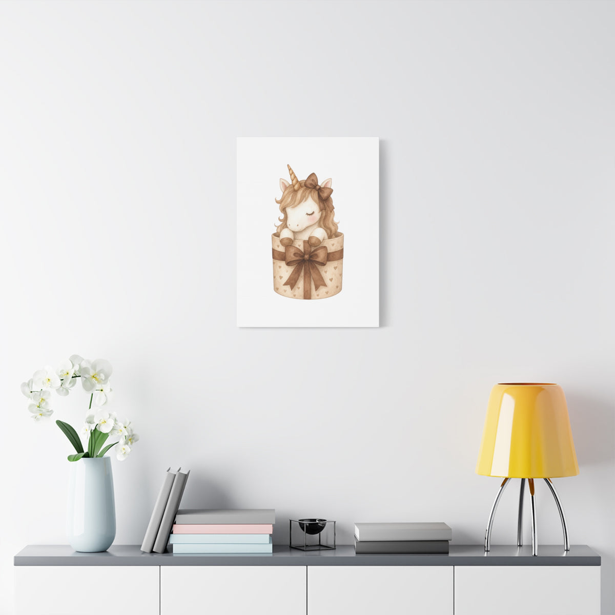 Boho Baby Unicorn Canvas Art – Neutral Nursery Wall Decor