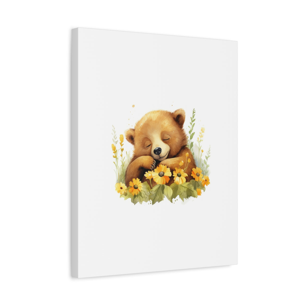 Sleeping Bear Floral Canvas Wall Art