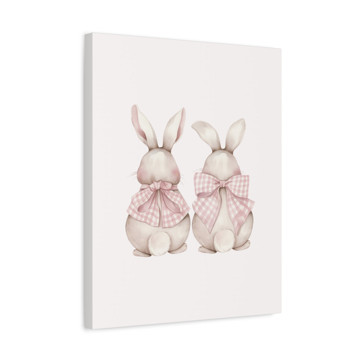 Pink Gingham Bunny Canvas – Pastel Nursery Wall Art for Baby Girl
