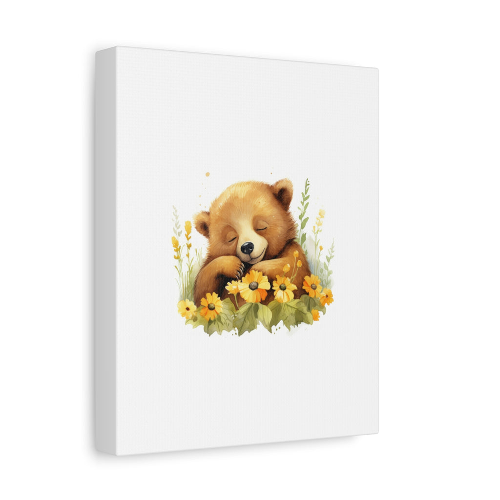 Sleeping Bear Floral Canvas Wall Art