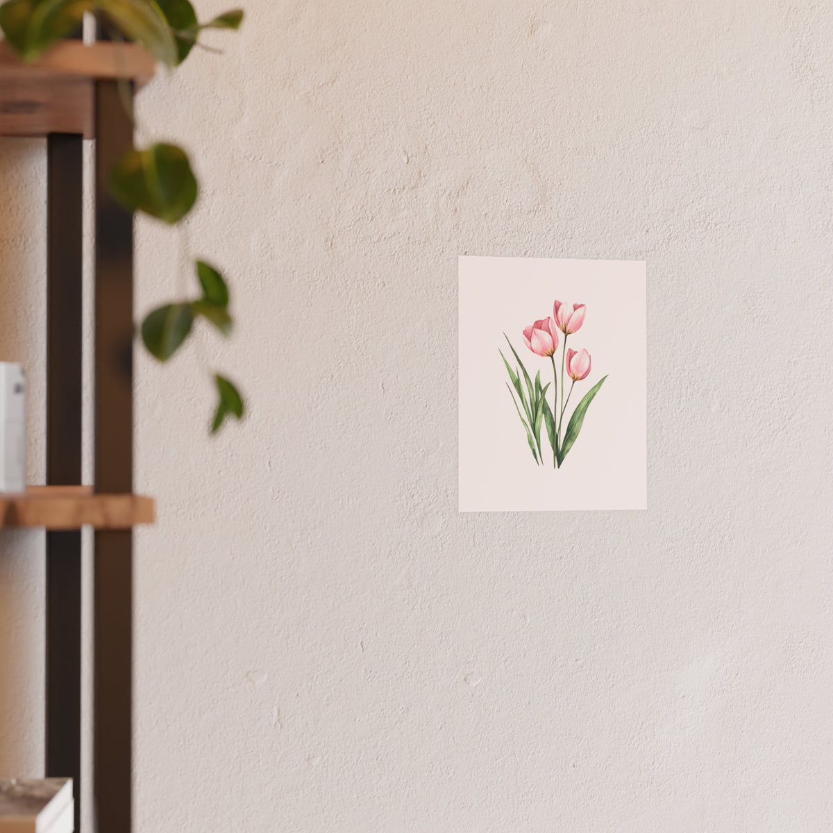 Pink Tulip Watercolor Poster — Botanical Wall Art Print