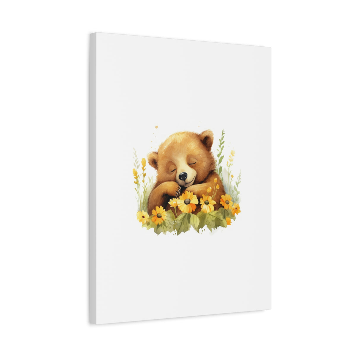 Sleeping Bear Floral Canvas Wall Art