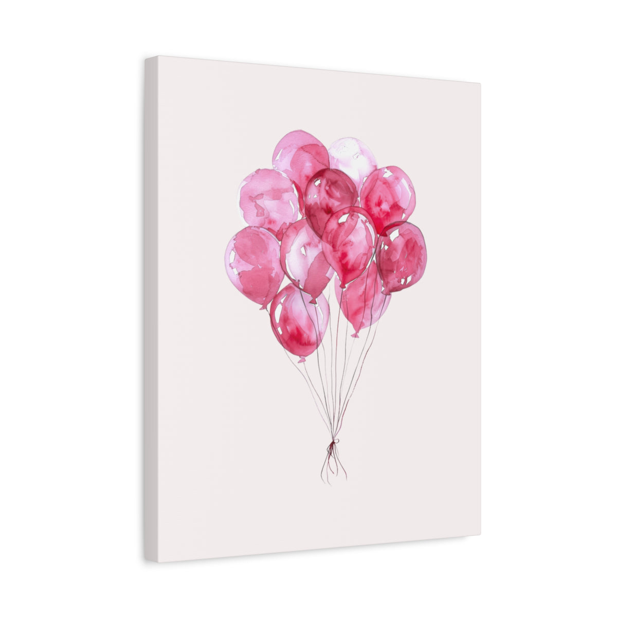 Pink Watercolor Balloons Canvas Wall Art — Stretched Matte Nursery Print